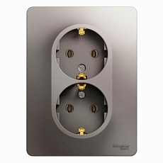Розетка двойная 2К+З Systeme Electric Glossa 16A 250V платина GSL001224