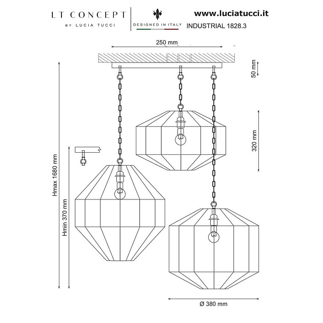 Подвесная люстра Lucia Tucci Industrial 1828.3 Фото № 2