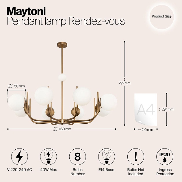 Подвесная люстра Maytoni Rendez-Vous MOD109PL-08BS Фото № 2