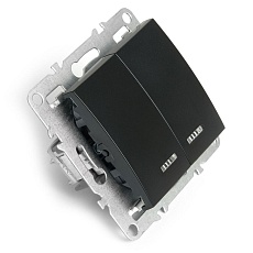 Выключатель двухклавишный Stekker Эрна с подсветкой черный PSW10-9102-03 49147 5