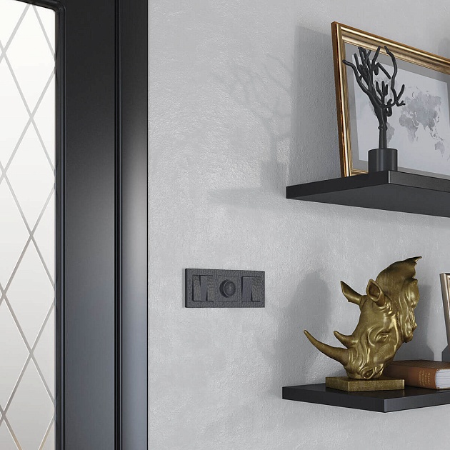 Выключатель Werkel Hammer двухклавишный проходной черный W1222008 4690389162473 Фото № 3