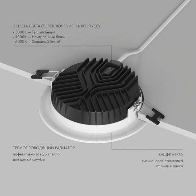 Встраиваемый светильник Denkirs Versa / Верса DK2462-WH изображение 4 Встраиваемый светильник Denkirs Versa / Верса DK2462-WH Фото № 4