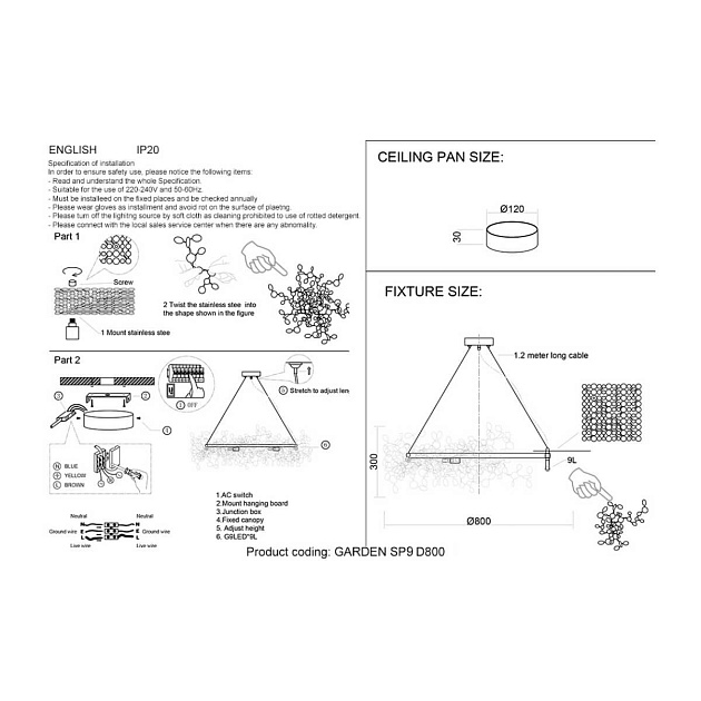 Подвесная люстра Crystal Lux GARDEN SP9 D800 CHROME Фото № 3