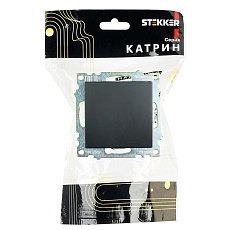 Переключатель одноклавишный Stekker Катрин черный GLS10-7105-05 39604 1