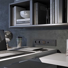 Акустическая розетка Werkel Hammer х4 черный W1285008 4690389163128 2