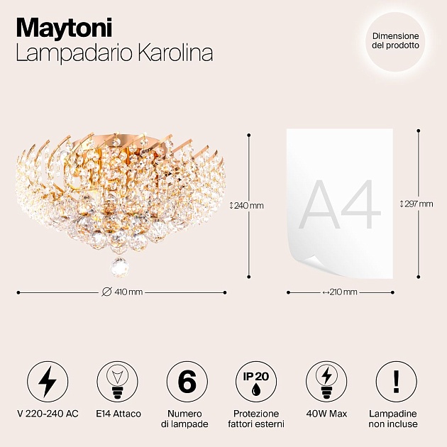 Потолочная люстра Maytoni Karolina DIA120-06-G Фото № 2
