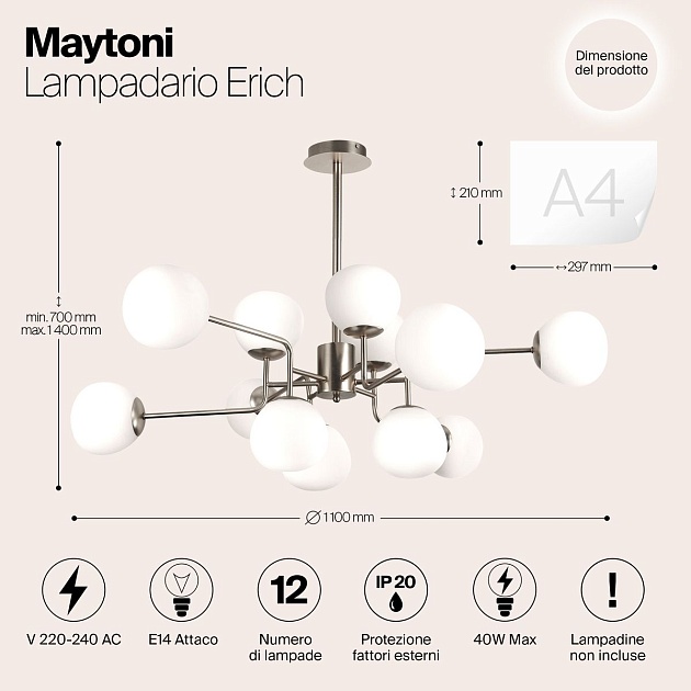 Подвесная люстра Maytoni Erich MOD221-PL-12-N Фото № 2