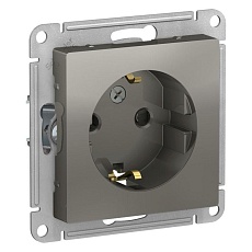 Розетка 2К+З Systeme Electric AtlasDesign 16A 250V со шторками сталь ATN000945