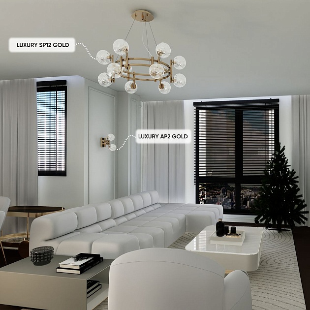 Подвесная люстра Crystal Lux Luxury SP12 Gold изображение 5 Подвесная люстра Crystal Lux Luxury SP12 Gold Фото № 5