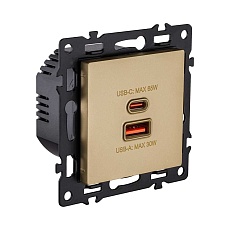 Розетка USB A+C 65W, золотой Kollinger Asthetik AS-024GD 1