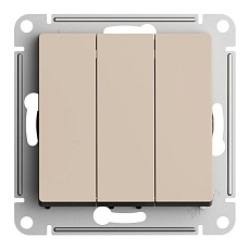 Выключатель трехклавишный Systeme Electric AtlasDesign 10A 250V песочный ATN001231 1