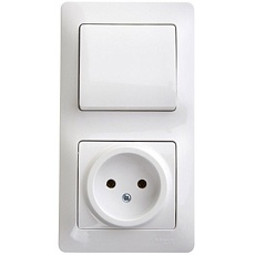Блок розетка 2К -выключатель Systeme Electric Glossa белый GSL000160
