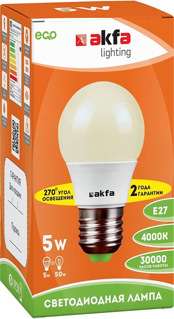 Лампа светодиодная Akfa Lighting E27 5W 4000K матовая FLLBL052740A фото 2