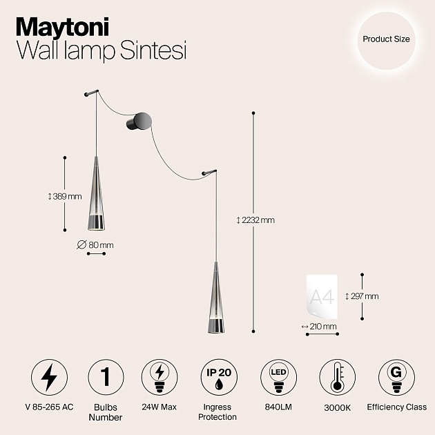 Подвесной светодиодный светильник Maytoni Sintesi P090WL-L24CH3K Фото № 2