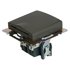 Розетка 2P+PE Stekker Катрин со шторками крышкой графит GLS16-7112-06 49424 1