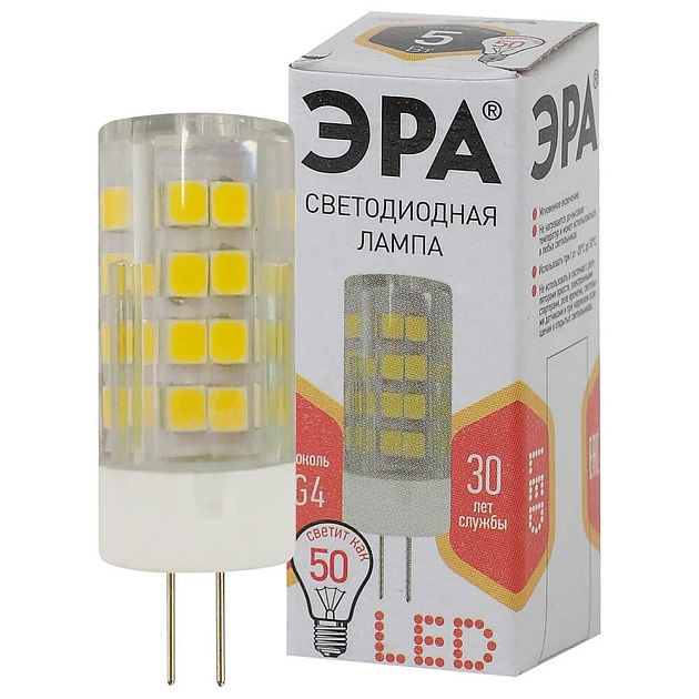 Лампа светодиодная ЭРА G4 5W 2700K прозрачная LED JC-5W-220V-CER-827-G4 Б0027857 фото 2