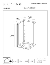 Уличный настенный светильник Lucide Claire 27883/11/31 1