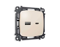 Комплект механизма розетки AMBRELLA VOLT OMEGA Бежевый глянец 2USB A+C 20W (быстрая зарядка) QUANT (OP3100, VM177) MO311010