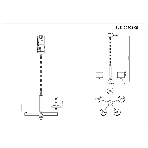 Подвесная люстра Evoluce Danae SLE105803-05 Фото № 2