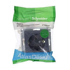 Розетка 2К+З Systeme Electric AtlasDesign 16A 250V грифель ATN000743