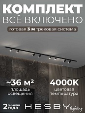 Накладная однофазная трековая система Hesby Lighting Skylite №3 со светильниками HSBL_kompl_S003_NI3B4K