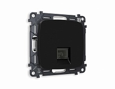 Комплект механизма телефонной розетки AMBRELLA VOLT OMEGA Черный матовый RJ-11(4P4C) с шторкой QUANT (OP8120, VM190) MO812030