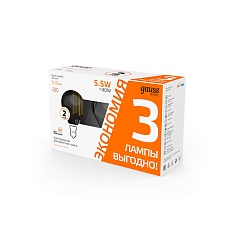 Лампа cветодиодная Gauss E14 5,5W 2700K прозрачная 3 шт. 1051116T 2