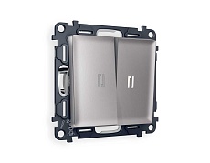 Комплект механизма 2-кл выключателя AMBRELLA VOLT с подсветкой 5600K ALFA Сталь матовый QUANT (AP5040, VM115, G14W) MA504015