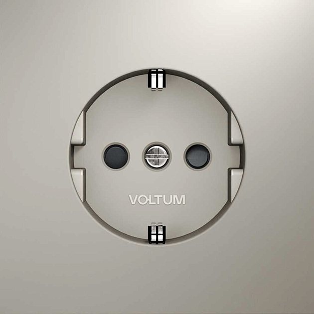 Розетка встраиваемая Voltum S70 с заземлением и защитными шторками, 16А, (кашемир) VLS040203 Фото № 1
