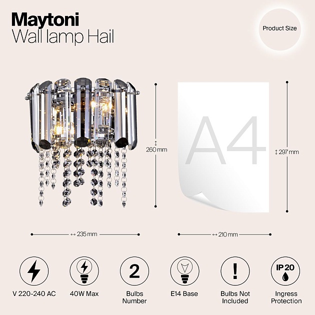 Настенный светильник Maytoni Hail MOD097WL-02CH Фото № 2