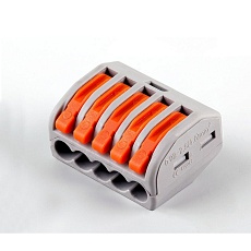 Строительно-монтажная клемма 5-проводная Stekker, LD222-415 (5 штук в упаковке) 32422