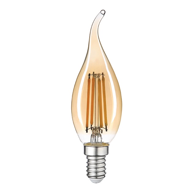Лампа светодиодная филаментная Thomson E14 7W 2400K свеча на ветру прозрачная TH-B2118 фото 