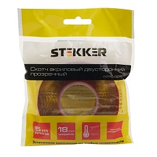 Скотч акриловый двусторонний Stekker INTP5-0818-5 0,8*18 мм,длина 5м, прозрачный, красная подложка 39146 1