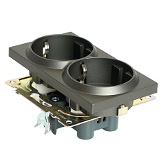 Розетка двойная 2P+PE Stekker Катрин со шторками графит GLS16-7114-06 49425 5