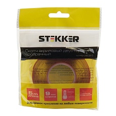Скотч акриловый двусторонний Stekker INTP5-0809-5 0,8*9 мм,длина 5м, прозрачный, красная подложка 39144 1