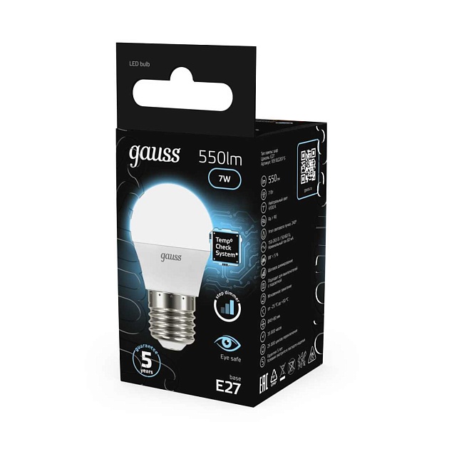 Лампа светодиодная Gauss E27 6.5W 4100K матовая 105102207 Фото № 12
