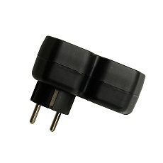 Разветвитель сетевой 2-местный с/з Stekker ADP16-12-21, 250V,16A, ABS огнеустойчивый пластик, черный 50107 3