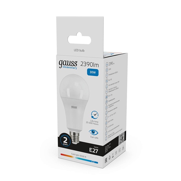 Лампа светодиодная Gauss E27 30W 6500K матовая 73239 изображение 3 Лампа светодиодная Gauss E27 30W 6500K матовая 73239 Фото № 3