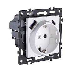 Розетка штепсельная SCHUKO 16A/250 В с USB A+C 20W, белый Kollinger Asthetik AS-016WH 1