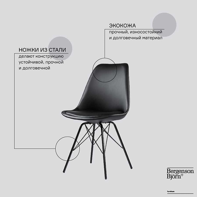 Кухонный стул Bergenson Bjorn Mirkl BZMRK-CST-LTH-BLK Фото № 2