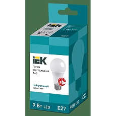 Лампа светодиодная IEK E27 9W 4000K матовая LLE-A60-9-230-40-E27 1