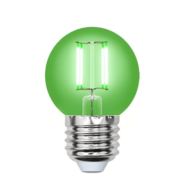 Лампа светодиодная филаментная Uniel E27 5W зеленая LED-G45-5W/GREEN/E27 GLA02GR UL-00002988 фото 