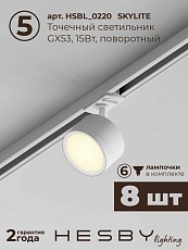 Накладная однофазная трековая система Hesby Lighting Skylite №13 со светильниками HSBL_kompl_S013_NI4W3K 1