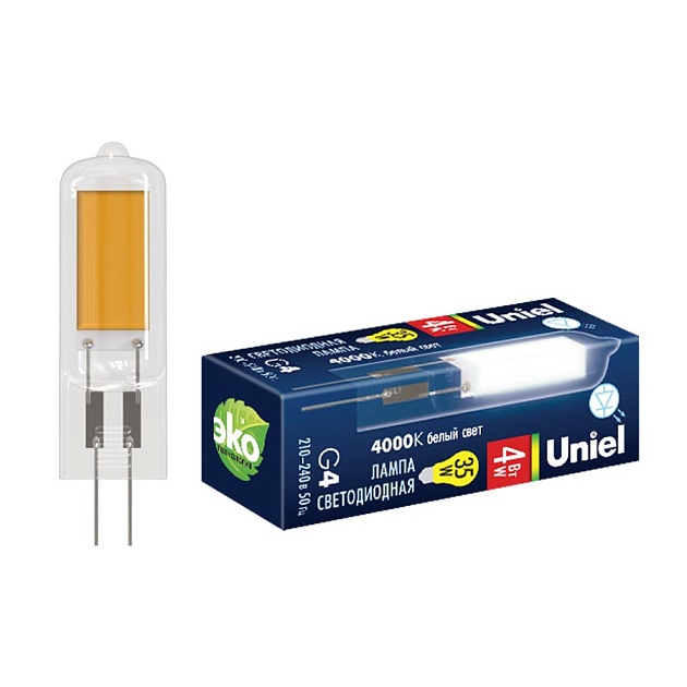 Лампа светодиодная Uniel G4 6W 4000K прозрачная LED-JC-220/6W/4000K/G4/CL GLZ08TR UL-00005066 фото 