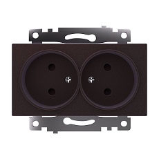Розетка двухместная с защитной шторкой Stekker Катрин шоколад GLS10-7113-04 49026 2