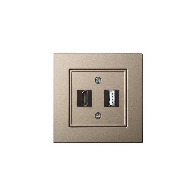 Розетка HDMI/USB Liregus Epsilon шампань 28-3243 Фото № 1
