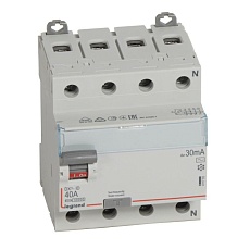 Выключатель дифференциального тока Legrand DX3 4П 40А 30мА AC 411703