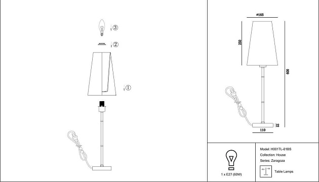 Настольная лампа Maytoni Zaragoza H001TL-01BS Фото № 2