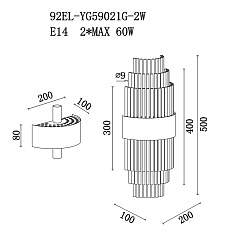 Настенный светильник Garda Decor 92EL-YG59021G-2W 1