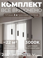 Накладная однофазная трековая система Hesby Lighting Skylite №12 со светильниками HSBL_kompl_S012_NI2B3K